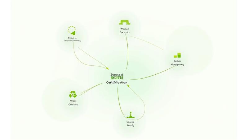 Infographic illustrating various green skills learning pathways with interconnecting skills and certification milestones, featuring icons for energy, waste, resources, and technology.